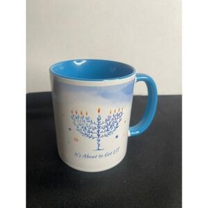 Deli Designs Hanukkah Mug Its About to Get LIT Blue Candle Menorah Ceramic Cup